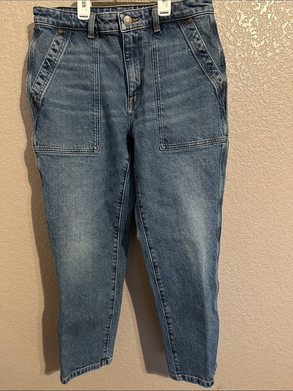 Duluth Trading Co. Cropped Blue Denim Utility Jeans